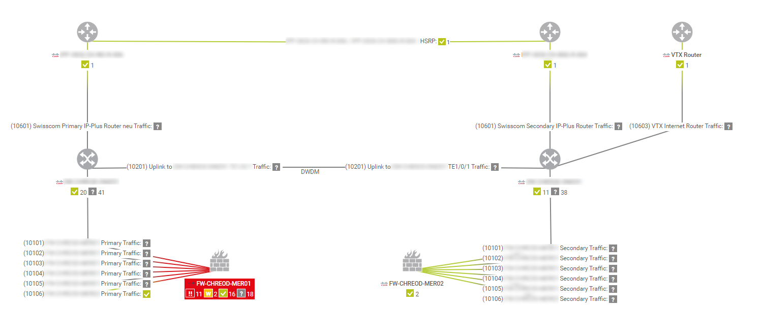 Eine Detail-Map in PRTG liefert Überblick über Performance und Verfügbarkeit des Netzwerks von Oettinger Davidoff.