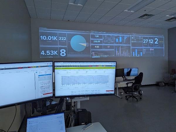 Dashboard with sensors monitoring CPU spikes or server load