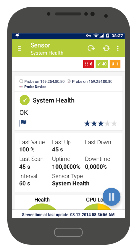 Android: Saúde do sistema do sensor