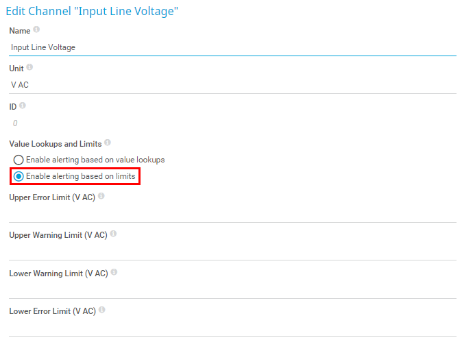 Edit channel settings for the custom sensor