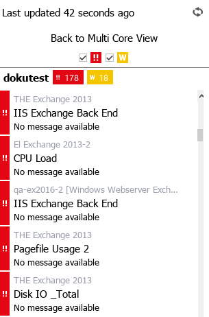 Overview of a selected server