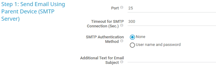 Settings for step one email round trip cycle