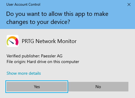 PRTG Windows user account control