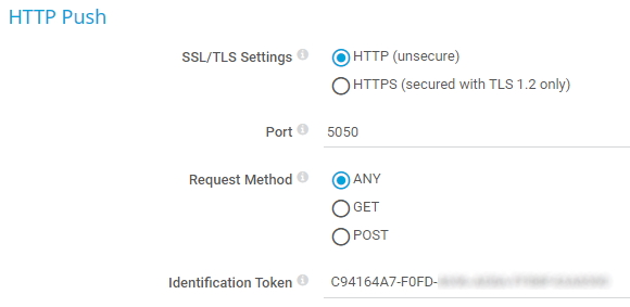 Specify HTTP Push sensor settings