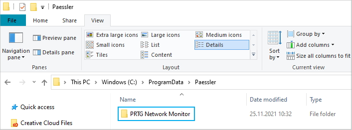 Delete PRTG Network Monitor folder